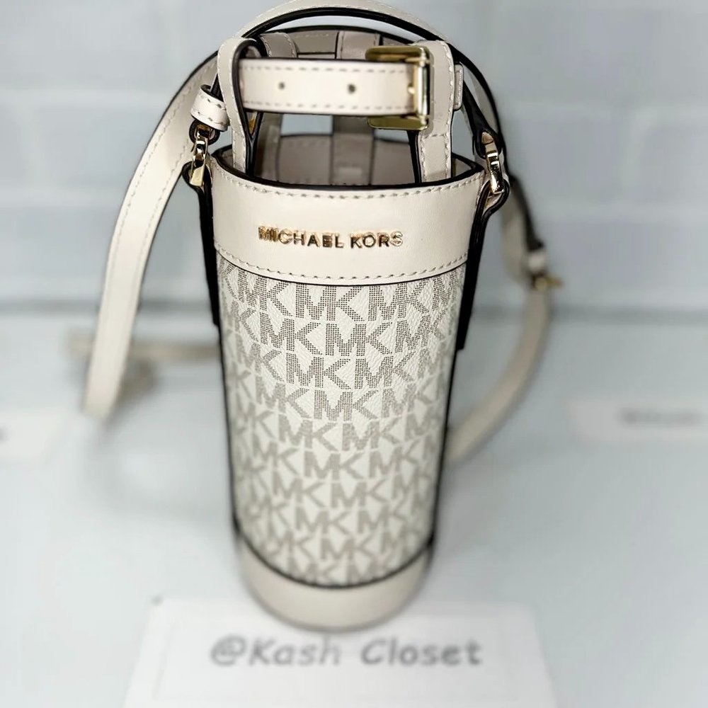 Michael Kors water bottle holder crossbody bag Light cream multi_4